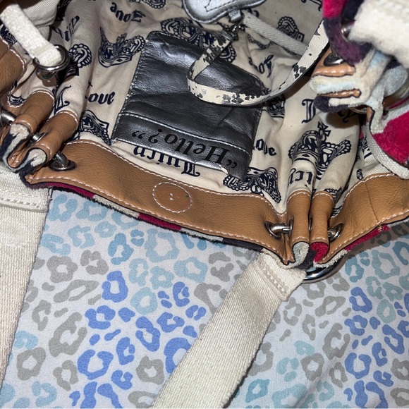 Vintage Striped Juicy Couture Purse Handbag Satchel Bag Nautical Terry Cloth Y2K - Picture 7 of 10